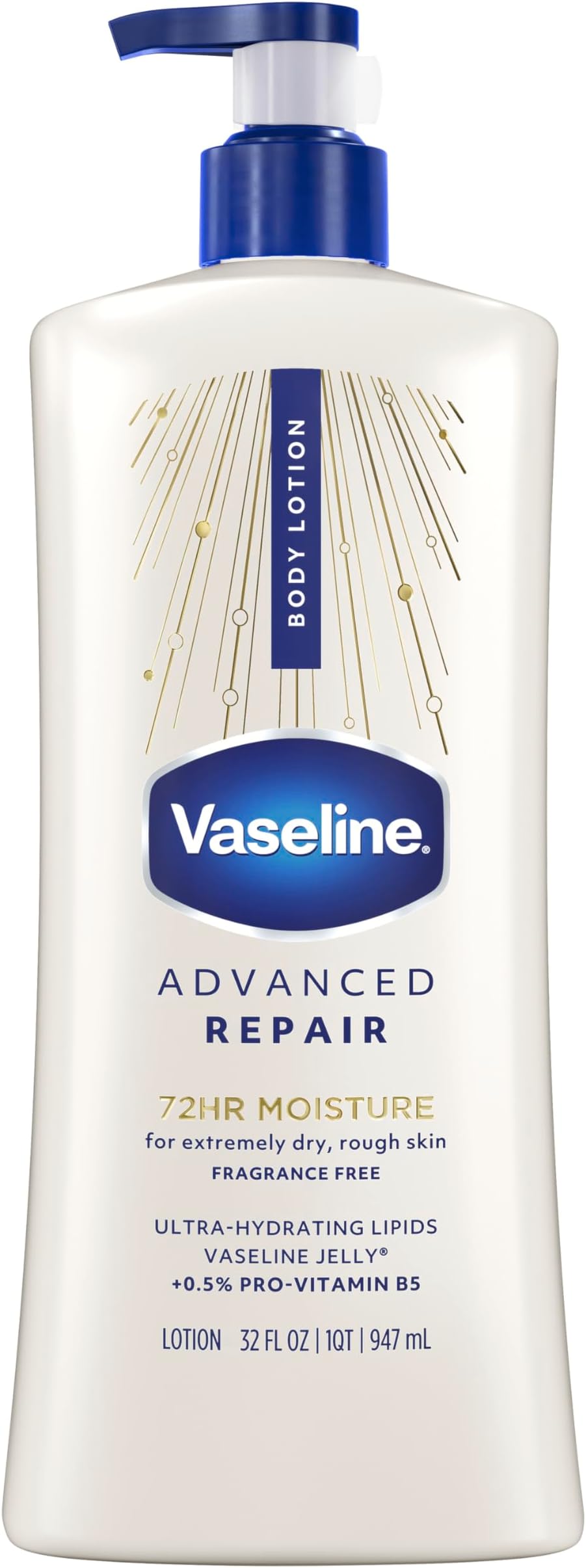 Vaseline Intensive Care Body Lotion Advanced Repair Unscented for Dry Skin Lotion Made with Ultra-Hydrating Lipids + Vaseline Jelly to Repair Extremely Dry Skin 32 Fl oz