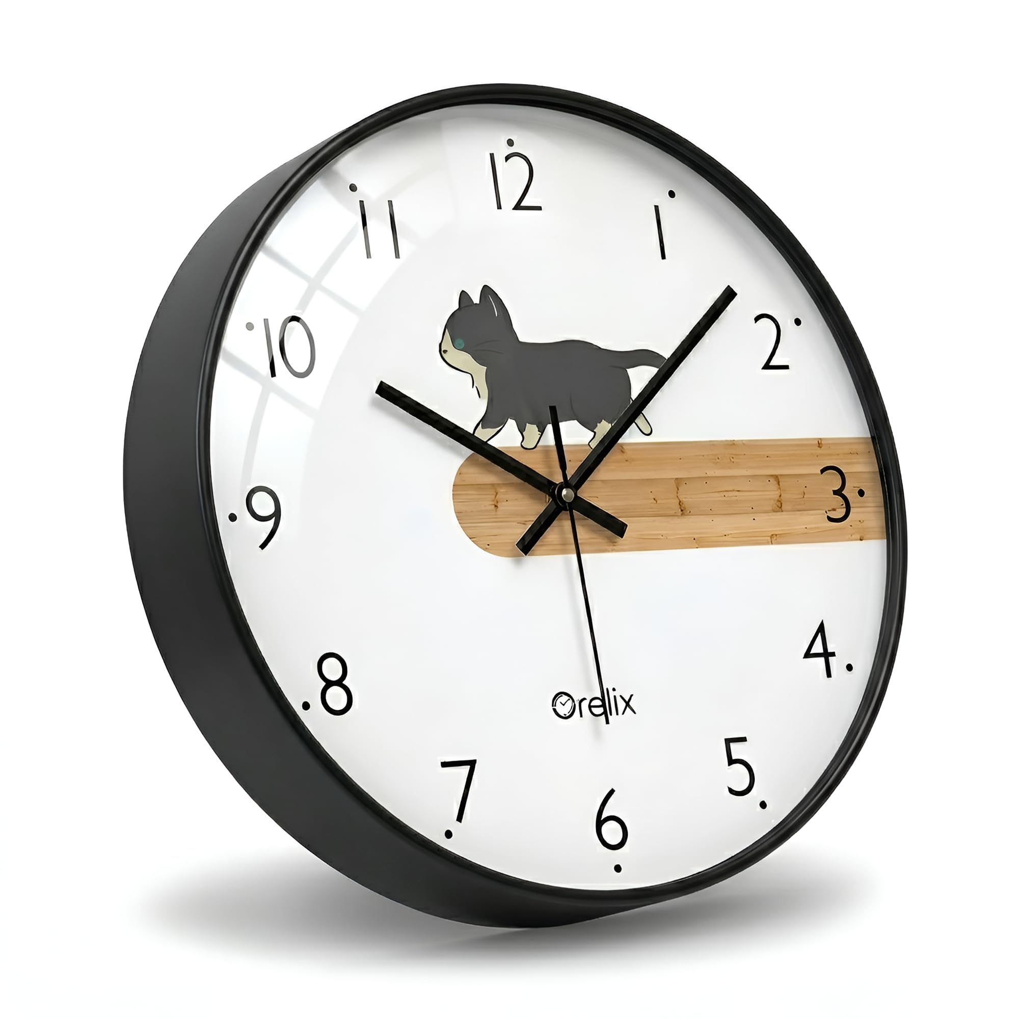 Stylish Modern Wall Clock for Living Room Decor | Unique Analog Wall Watch for Bedroom, Kitchen, Office, Hall | Elegant Decorative Wall Clock for Home Interior, Wall Decoration (Cat)-image-5