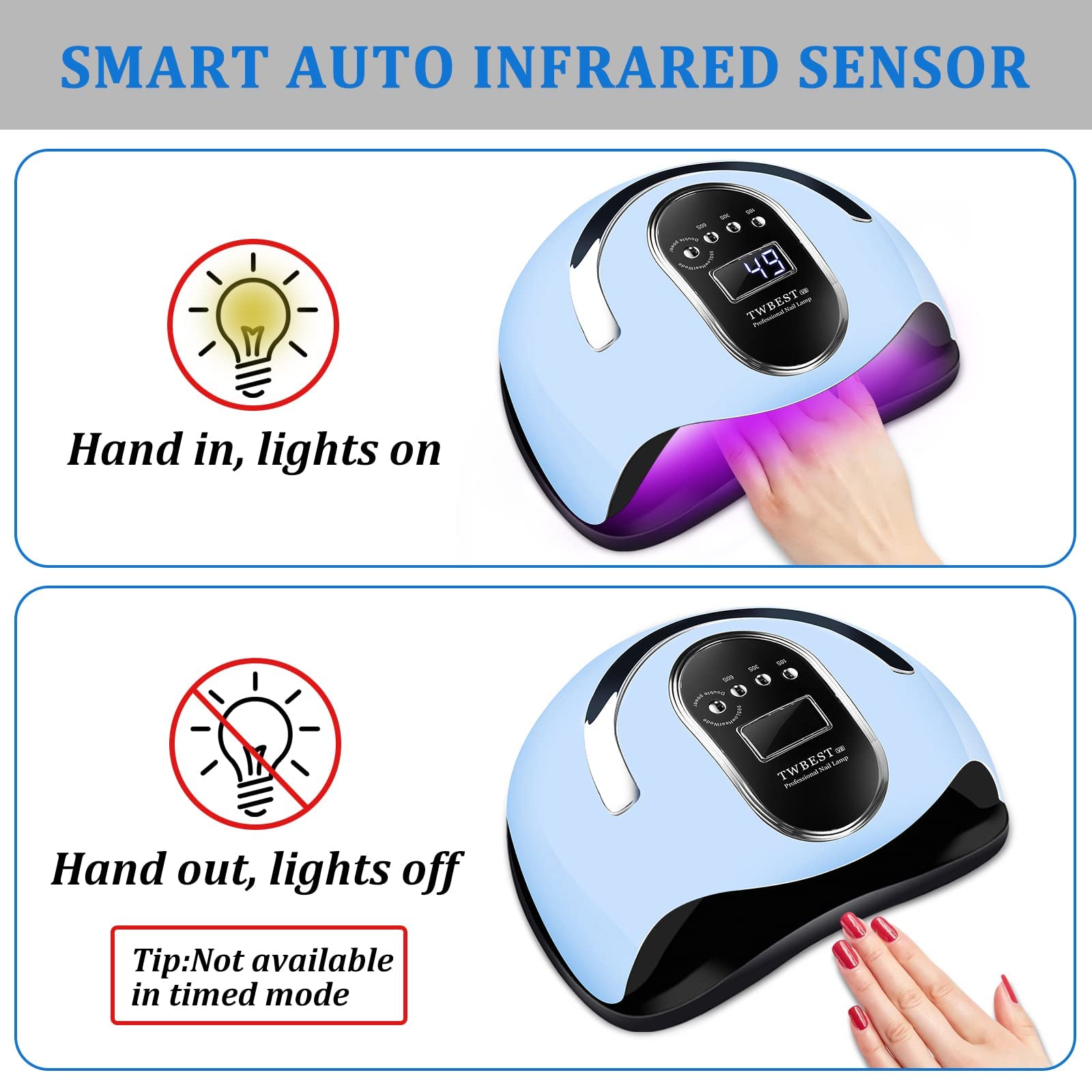 168W Lampada per Unghie,Fornetto Unghie con 4 Timer-10/30/60/99s,Lampada Unghie UV LED con Sensore LCD,Lampada UV LED Piastra Base Portatile e Rimovibile,Casa e Salone