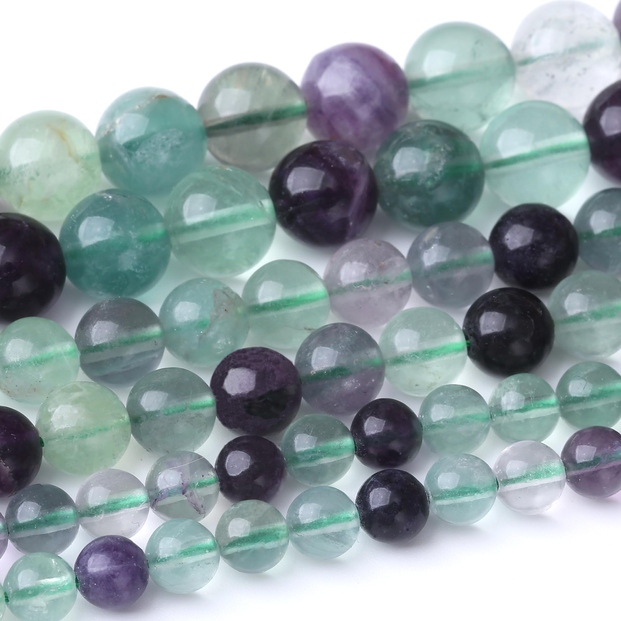 Cuentas redondas sueltas de fluorita verde de 12 mm, cuentas naturales de piedra de cristal para hacer joyas, pulseras, collares
