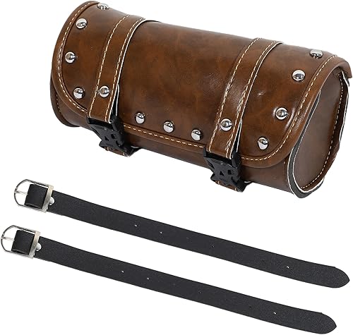 X AUTOHAUX Bolsa de herramientas para motocicleta, bolsas para manillar, bolsa de equipaje de ciclismo, impermeable, piel sintética, redonda,