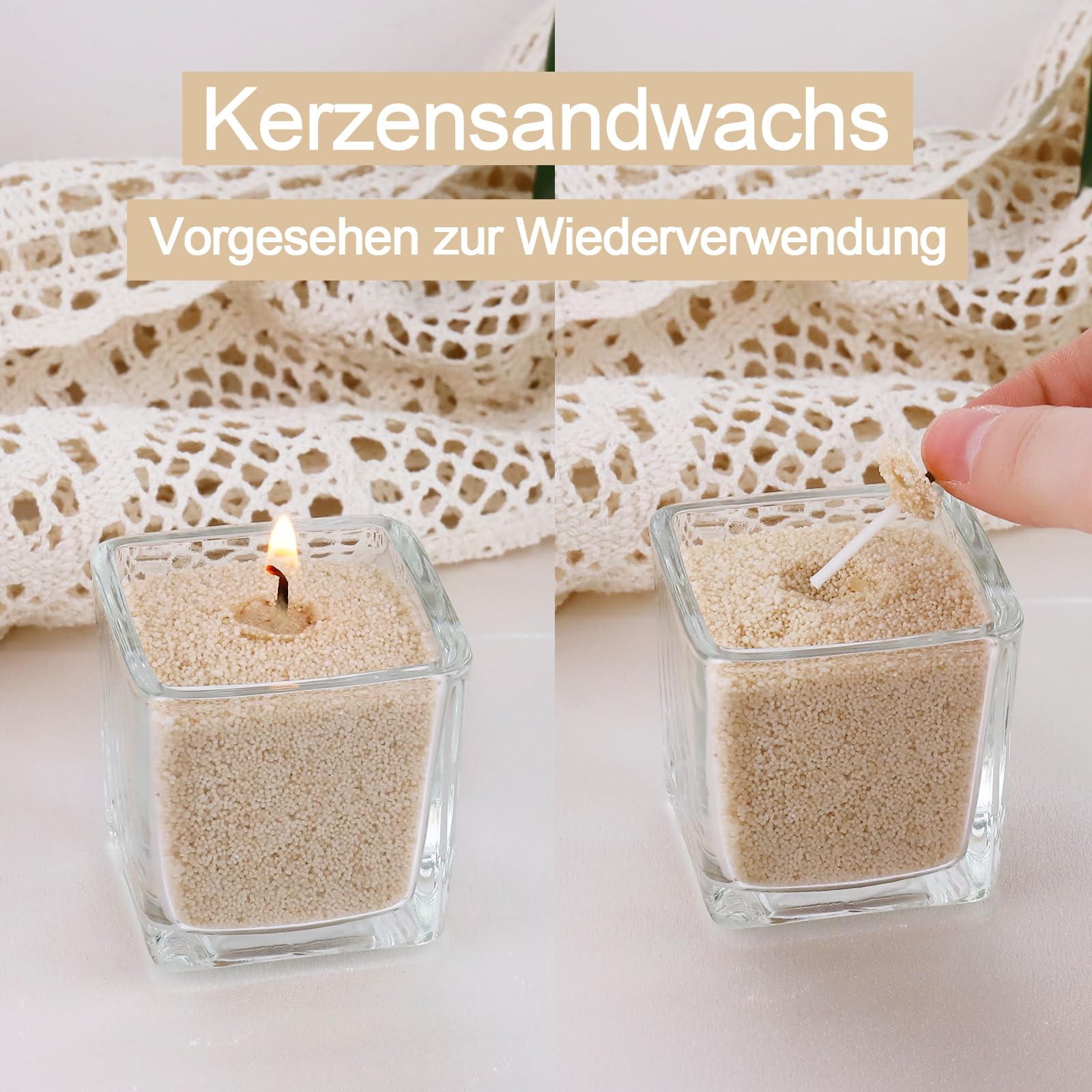 Kerzensand Blau Mit Dochten - 800g Wachsgranulat Für DIY Kerzen