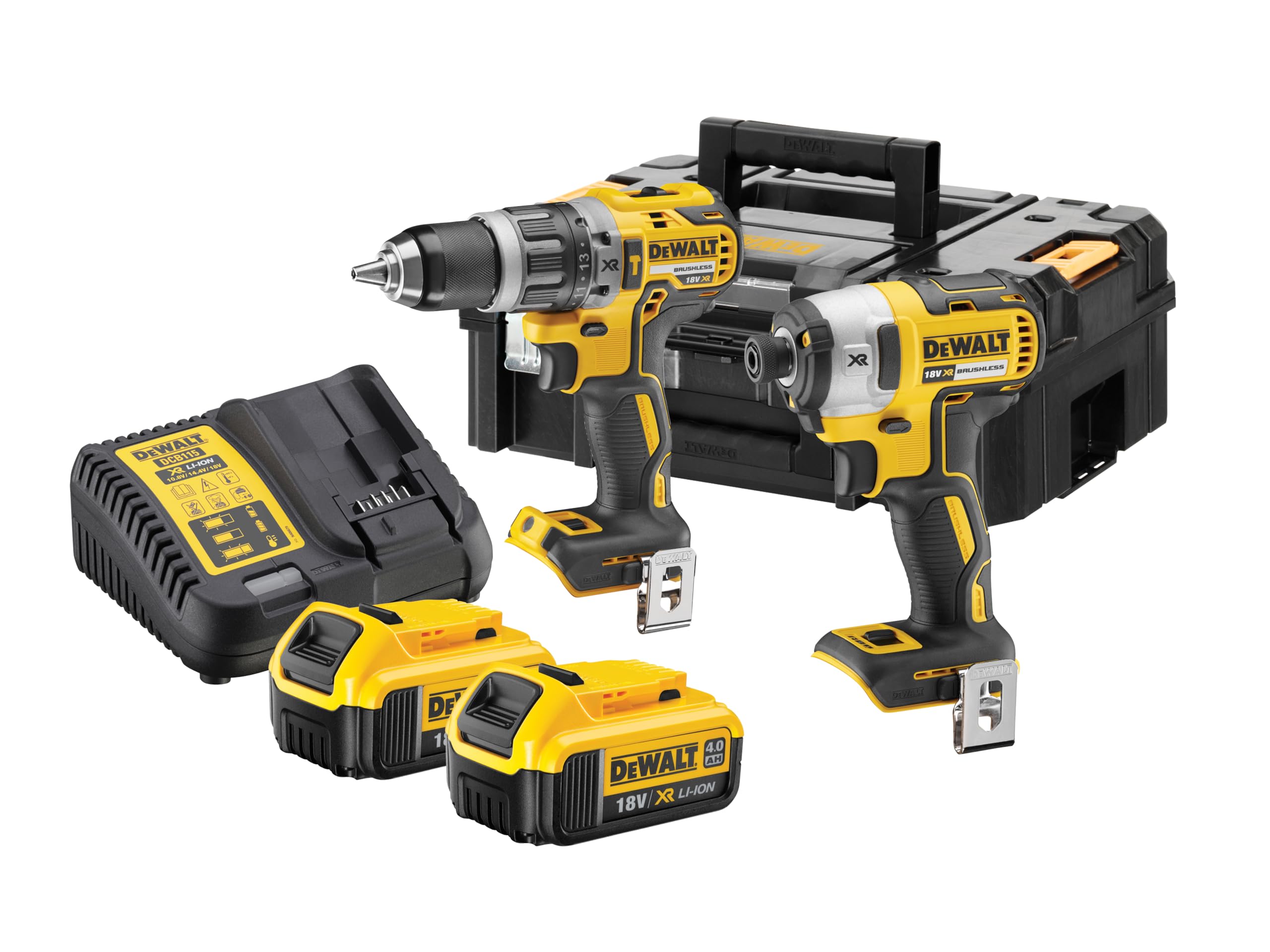 DEWALT 18V XR Brushless Twin Kit 2 x 4AH Batteries - DCK266M2T-GB