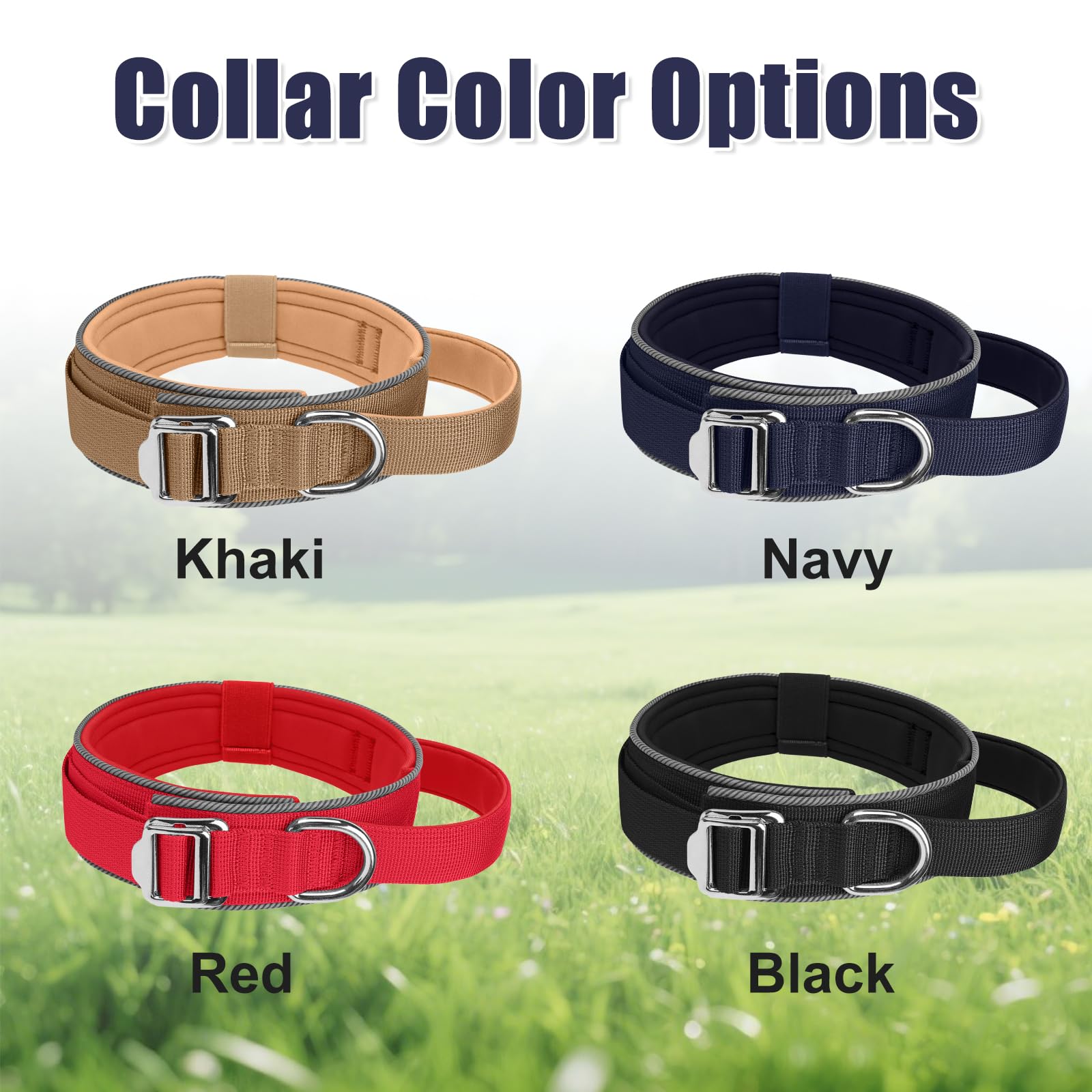 AKOFIC Tactical Dog Collar, Reflective, Heavy Duty Wide Dog Collar with Handle and Soft Padded - Image 4