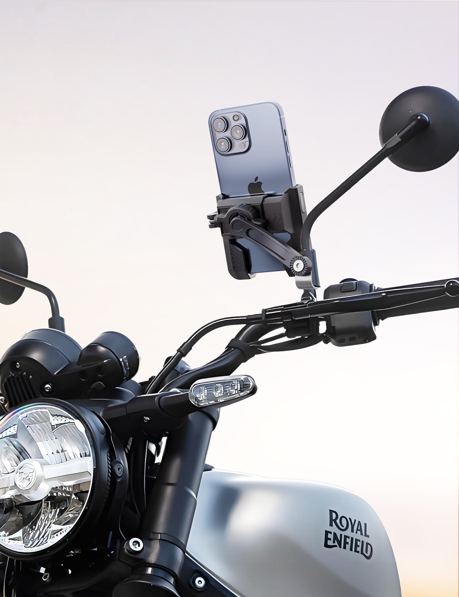 Grefay Soporte Movil Moto [1S Liberación Rápida] Soporte Telefono Moto para Espejo Retrovisor con Rotación 360 para Smartphone de 4.5-7" Pulgadas (Black 1)