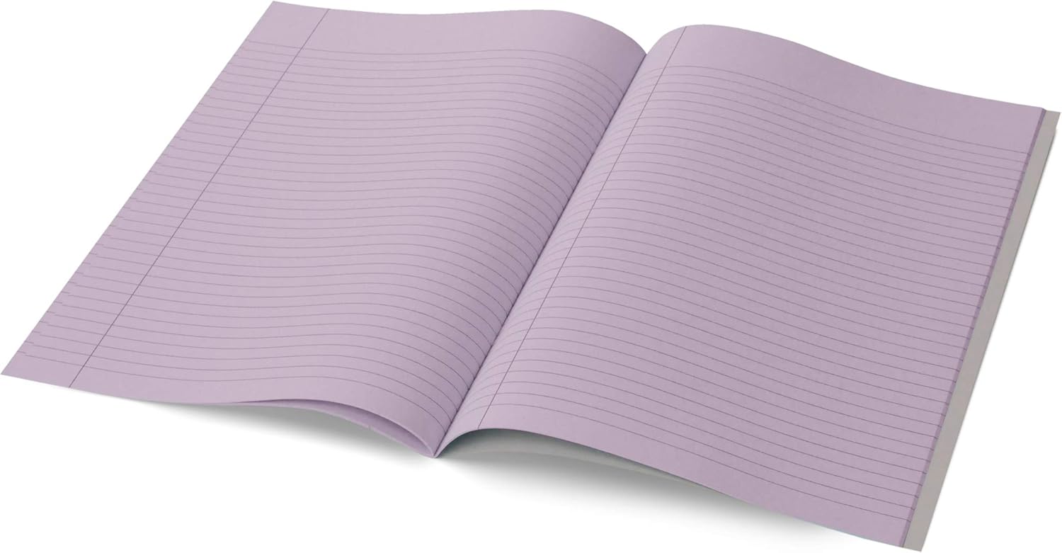 Dyslexia/Visual Stress Tinted A4 7mm Lined Coloured Paper Exercise Books (Pack of 10) Lilac