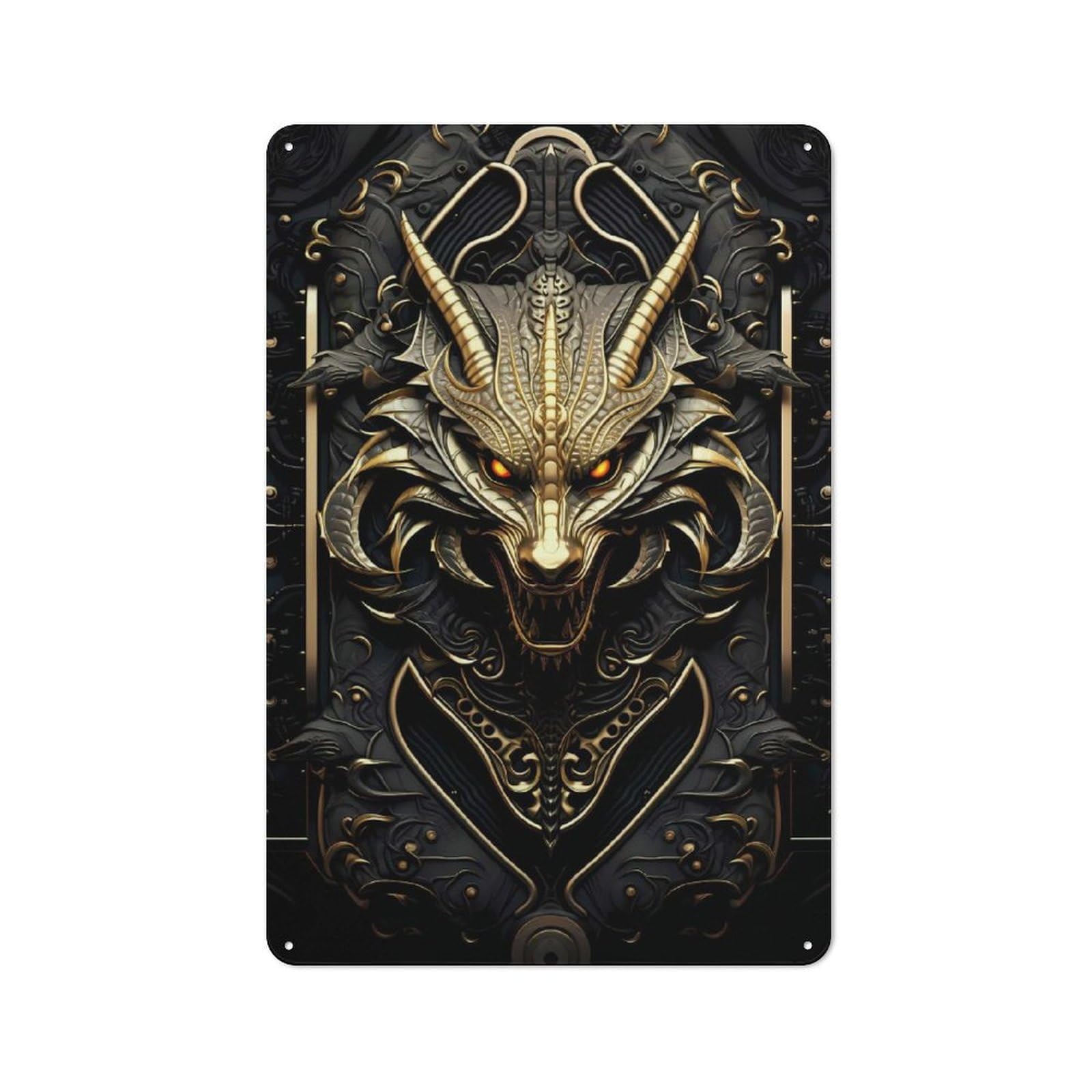 Junmoney Style-6 Ferocious Dragons Wrath Garage Metal Sign 30X20cm, Weathered Look Shed Wall Plaque For Garage, Workshop, Shed Or Utility Room