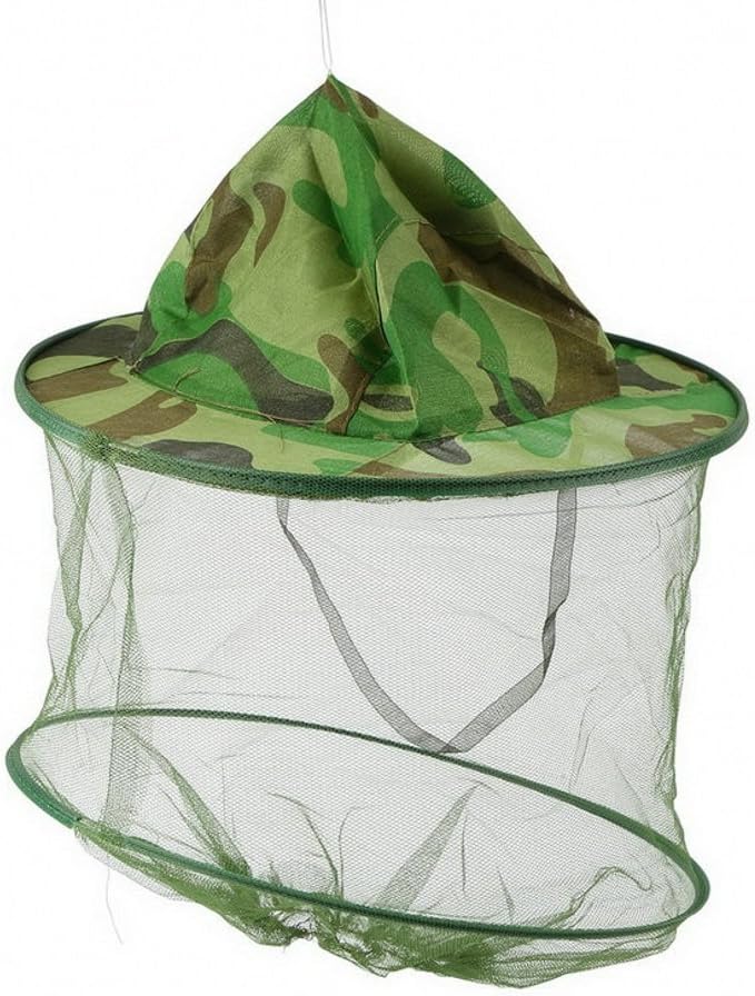 EVINIS 2 Pack Camouflage Mask Cap Hats with Head Net Mesh for Outdoor Beekeeping Fishing Walking Equipment