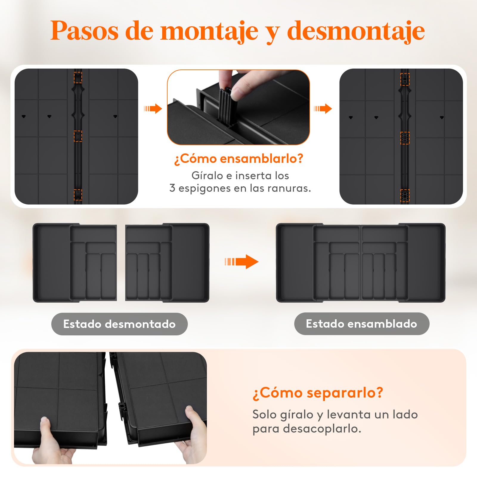 Lifewit Grandes Organizador Cuberteros para Cajon, Extensible al 36 Pulgadas de Ancho, BPA Free Bandeja Vajilla de Cocina, Tabletas Separador de Plástico para Cuchillo/Cuchara/Tenedor, Negro