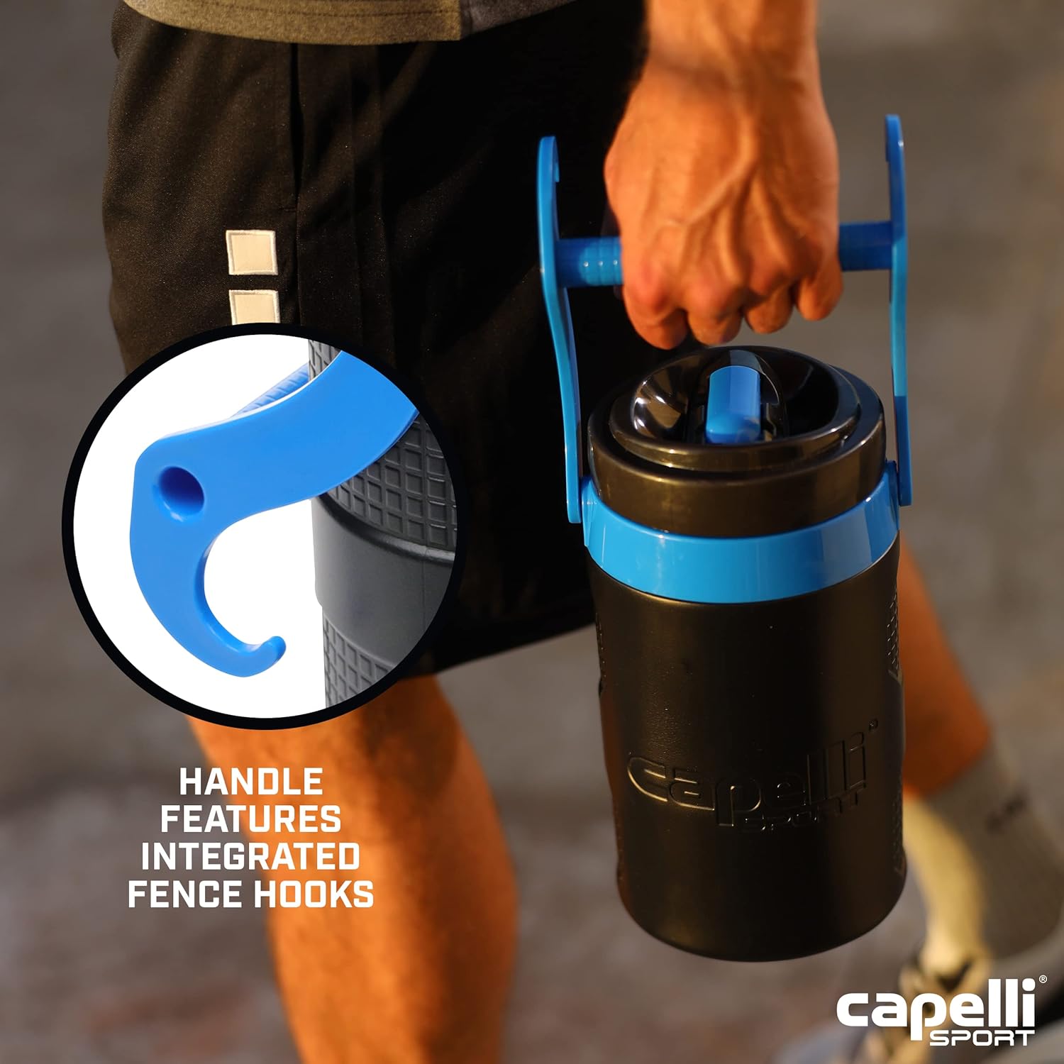 Capelli Sport Water Bottle Jug, Insulated Half Gallon Sports Water Jug with Carry Handle, Black, 64 oz : Everything Else