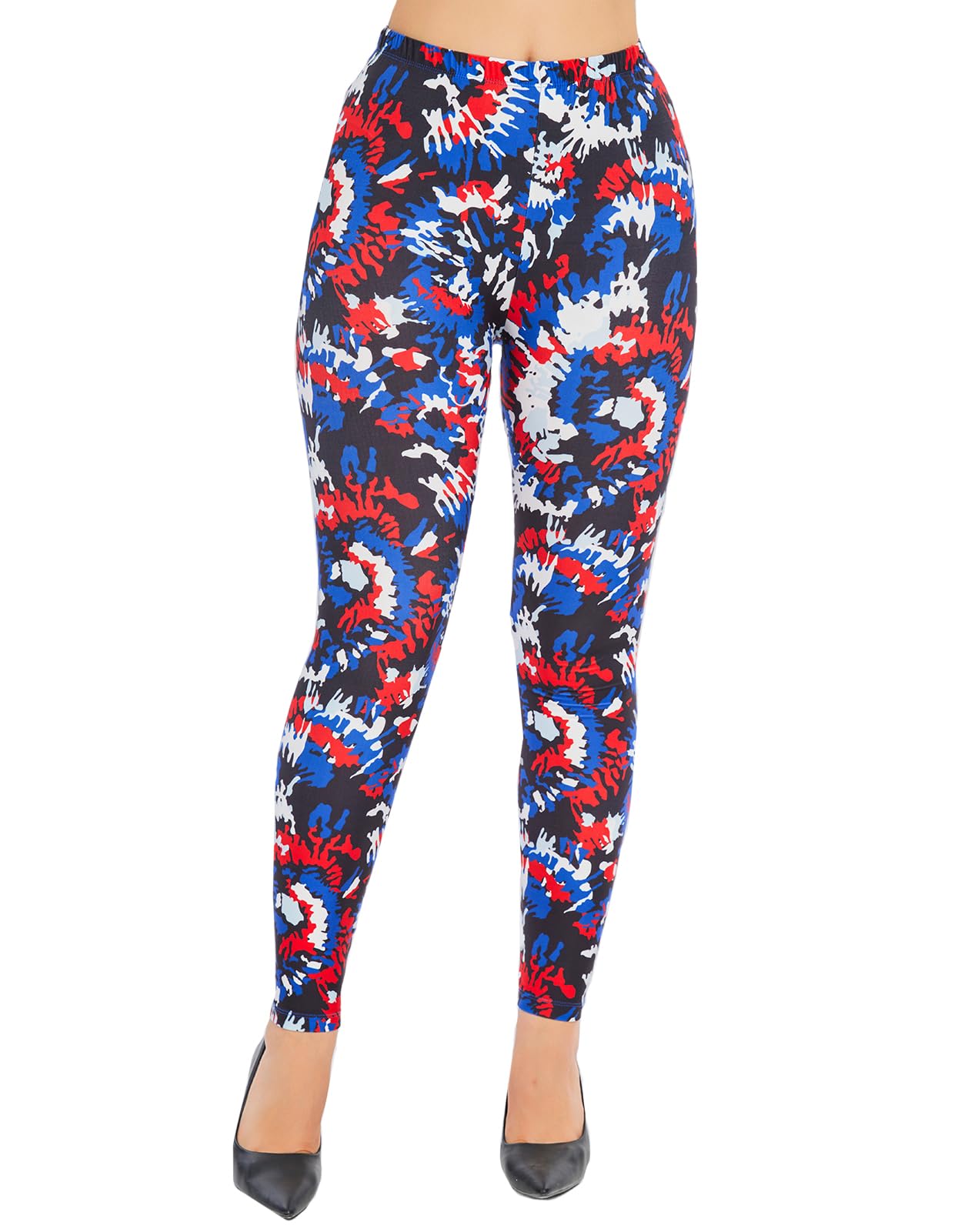 sissycos Women's 80s Leggings Neon Artistic Splash Printed Pants