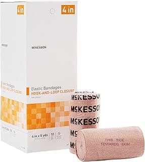 McKesson Elastic Bandage, Non-Sterile, Hook and Loop Closure, 4 in x 5 yds, 10 Count, 1 Pack