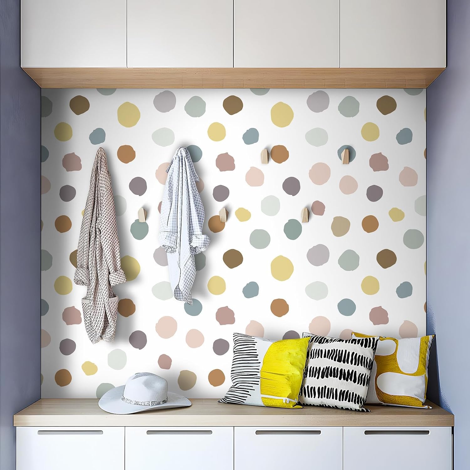 Morandi Polka Dot Wallpaper Peel and Stick Bedroom Nursery Wallpaper Colorful Dots Contact Paper for Kids Room Playroom Classroom Circle Geometric Wall Paper Removable Self Adhesive 17.5x80
