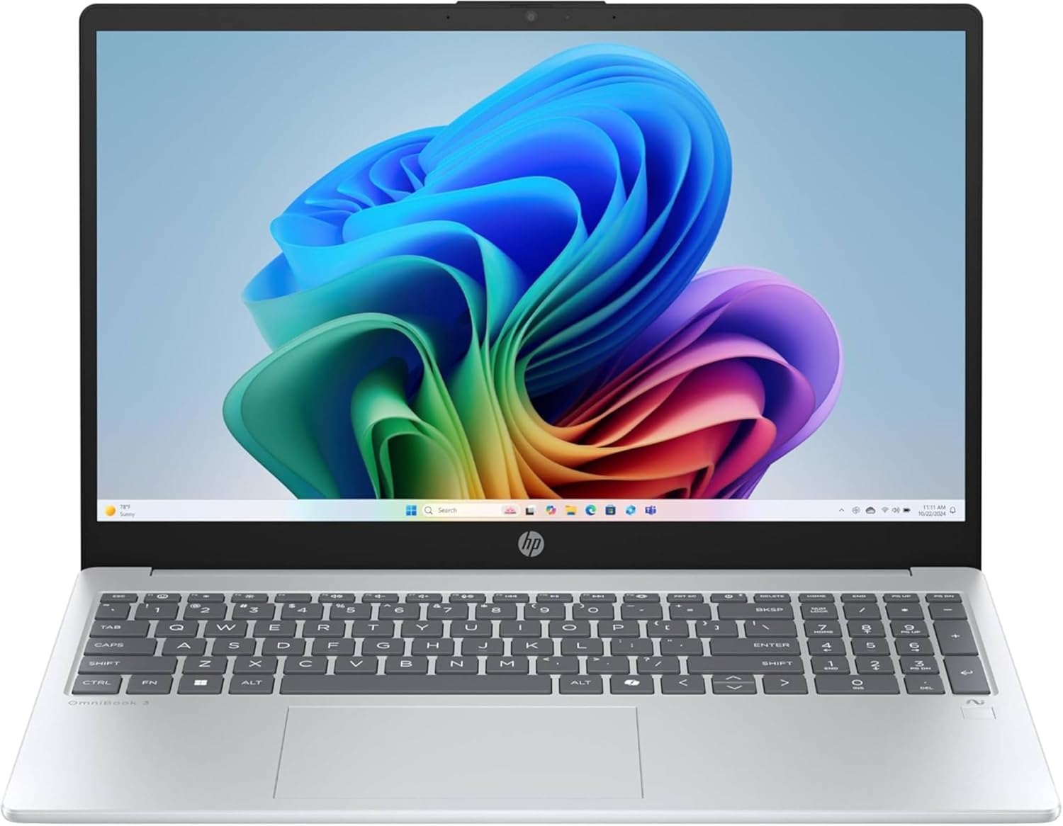 HP OmniBook 3 15-fn0002sl, Notebook, (Processore AMD Ryzen AI 5 330, 16GB RAM, 1TB SSD, Windows 11), Multitasking, Computer portatile, Tastiera Italiana QWERTY, Argento