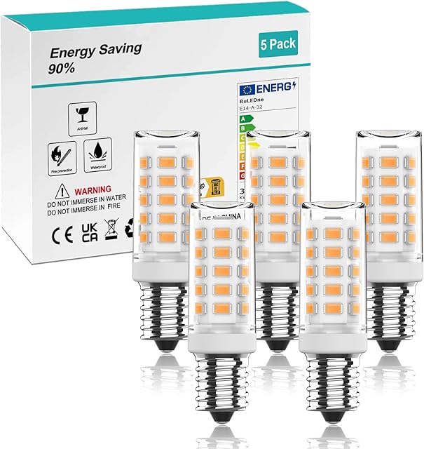 RuLEDne E14 LED Lamp Warm White 2700K, 3W / 350LM Light Bulb Replacement 30W Halogen Lamps, 360° Beam Angle for Chandeliers, No Dimmable, Wall lamp, Desk Lamp, Pack of 5