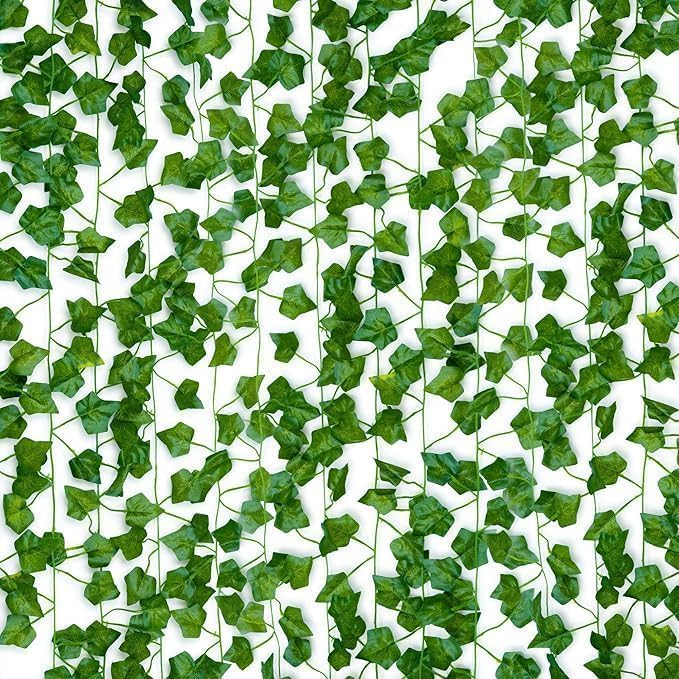 Pelle & Sol 12-Pack Artificial Ivy Garland – 83Ft Fake Ivy Vines for Indoor & Outdoor Use, UV Resistant Faux Greenery for Wall Decor, Bedroom, Garden, Party, Aesthetic Room & Home Decoration