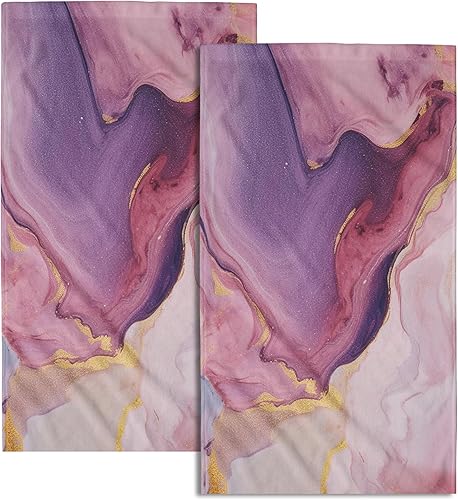 Toalla de mano de mármol rosa púrpura  Juego de 2 toallas de baño de tinta de mármol con textura de piedra dorada, pintura abstracta, hermoso disponible en Yaxa Peru