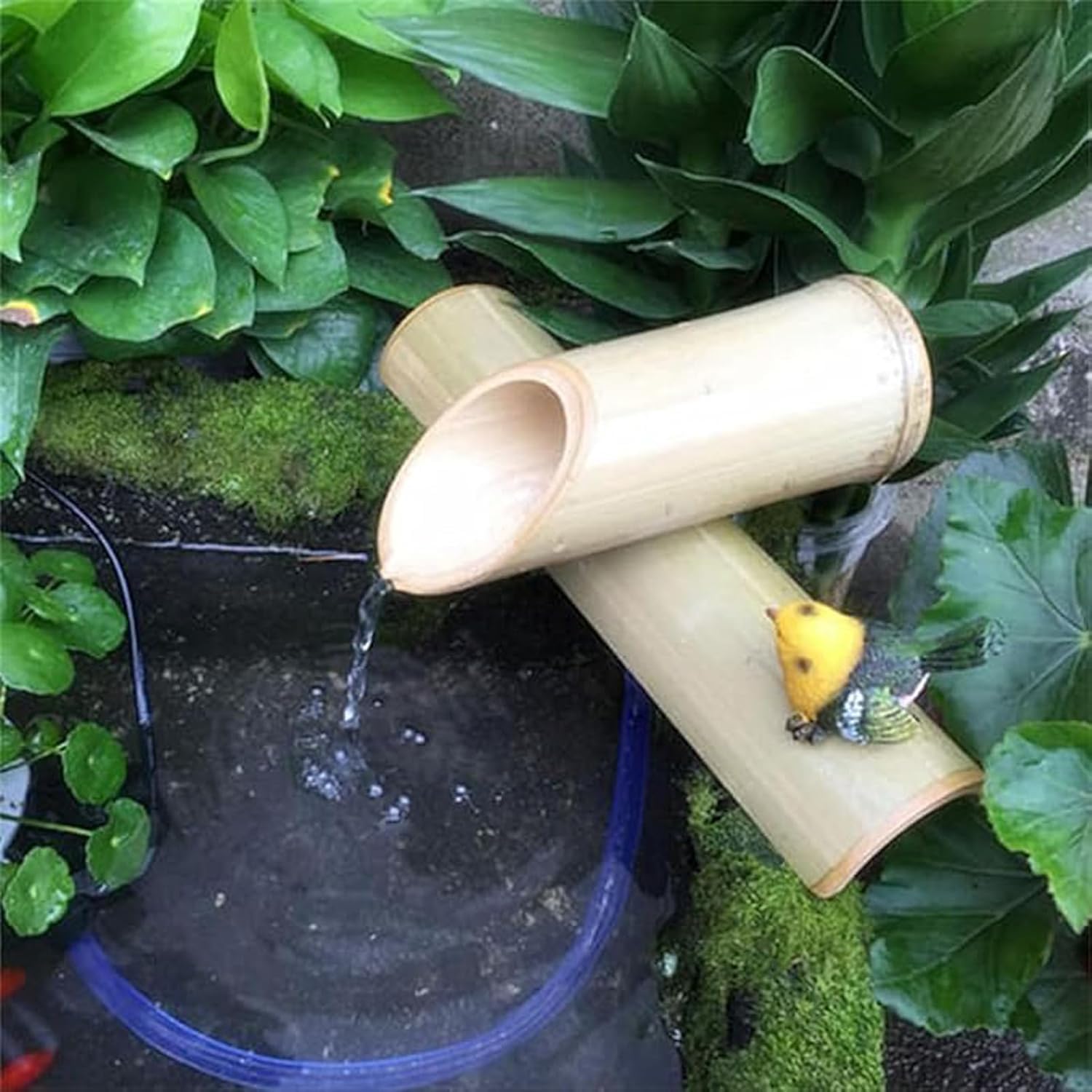 Kit De Fuente Solar De Bambú: Fuente De Agua Artesanal para Jardín Zen, Cascada Exterior Y Bomba Japonesa para Patio, Jardín, Bebedero para Pájaros, Estanque Y Decoración 7.9in(20cm)