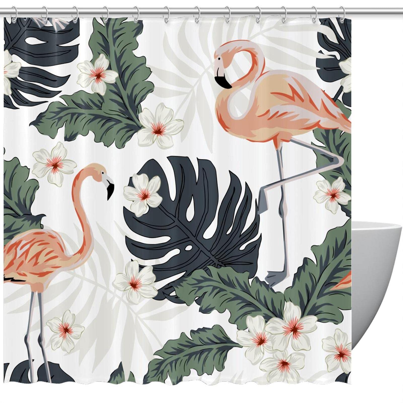 Rideaux de douche flamant rose en tissu sain de 60 x 72 cm