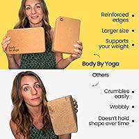 Vista 5 de Cork Yoga Blocks 2 Pack – High Density Non Slip with Select Cork Grain for Chip-Resistant Durability Extra Thick 4” for Support & Stability
