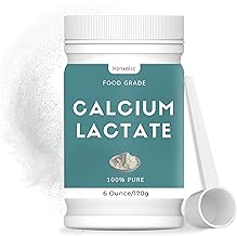 6 oz Calcium Lactate Powder, 100% Pure Calcium Lactate, Food-Grade, Supports Bone Health, Helps Neutralize Food Acidity, Keeps Food Fresh, for Dairy Products, Breads and Pastries and More