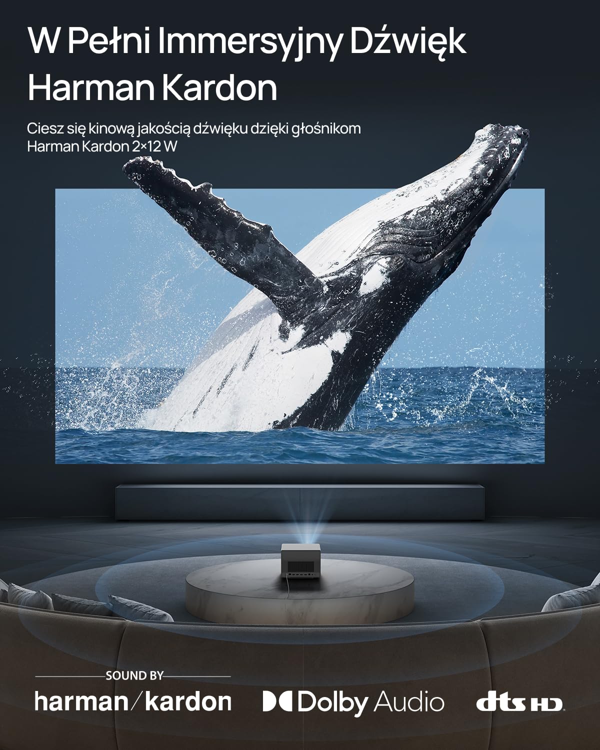 XGIMI Horizon Ultra Projektor 4K Dolby Vision, Dual Light, 2300 lumenów ISO, Android TV 11, Harman Kardon, Zoom optyczny | Dolby Vision, HDR10+, Harman Kardon, Zoom optyczny, ISA 3.0. Kino domowe do salonu, sypialni, biura