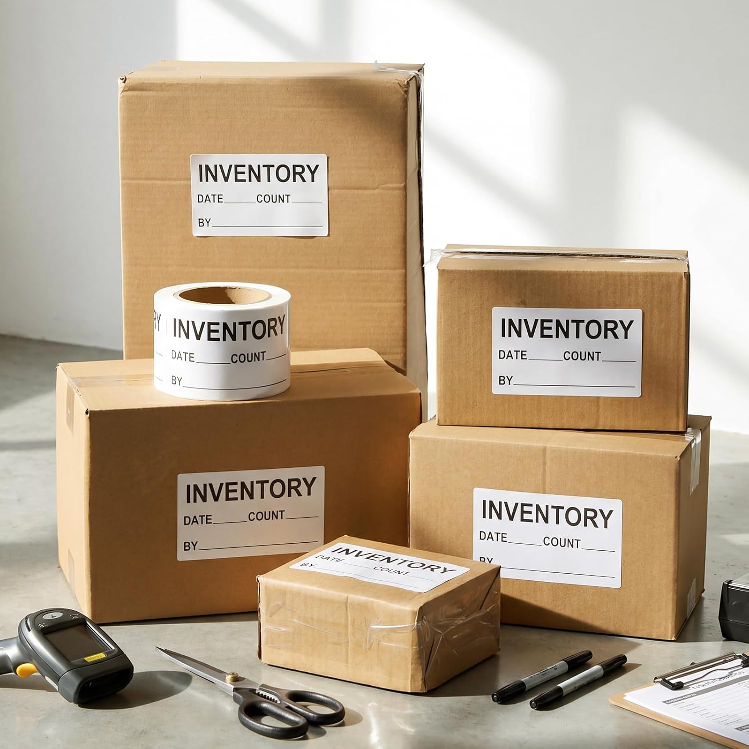 500 Pcs Inventory Count Labels with Count, Date and By Fields