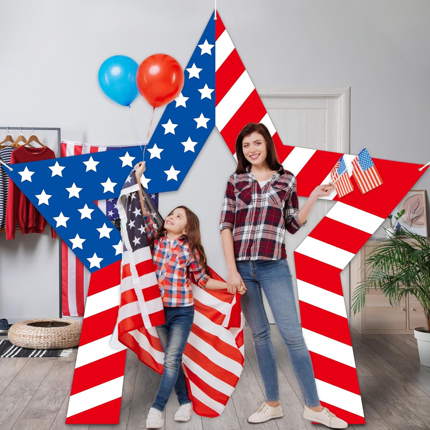 4th of July Porch Banner Decoration American Flag Patriotic Door Decor for Independence Day, Memorial Veterans Day, Red White Blue Star Hanging Backdrop for Indoor Outdoor Photo Booth Props Supplies - Image 7