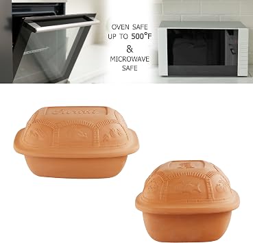 Eurita Clay Roaster, 4 Quart, 3.78 Litres, Non-Stick Earthenware, Toxin-Free, Healthy Clay Pot Cooking, Versatile Cooking Dutch Oven, Digital Recipe and Instructions Included