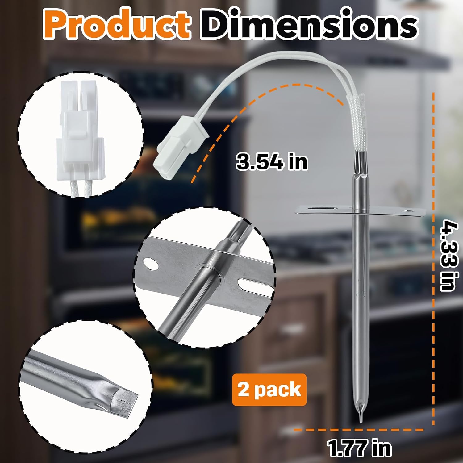 2-Pcs DG32-00002B EBG61305805 Oven Temperature Sensor Probe, Compatible with Samsung Oven Temperature Sensor, Oven Temperature Sensor, DG32-00002A 6322B62214A PS4240743 PS11732697