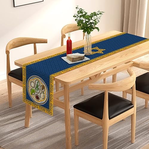 Miniatura 3 de Camino de mesa de Pascua Seder Plate Pesaj Matzoh Estrella de David Festival Judío Festividad Fiesta Cocina Comedor Decoración del Hogar