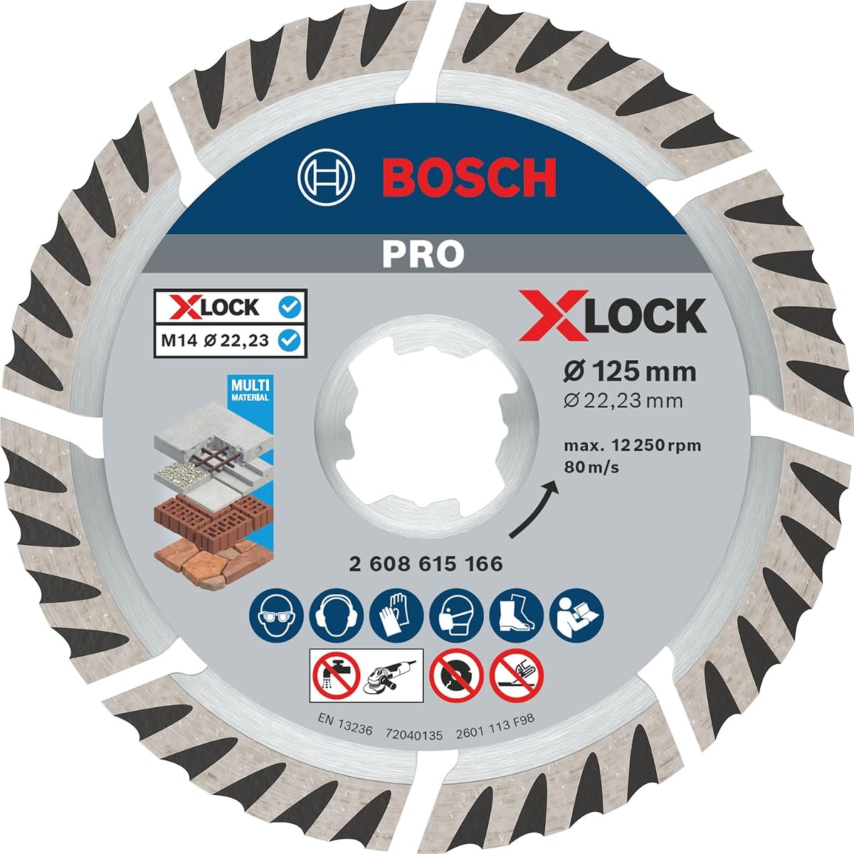 Bosch Professional 2608615166 Cutting Disc Standard (Universal, X-Lock, Diameter 125 mm, Bore Diameter 22.23 mm, Cutting Width 2 mm)