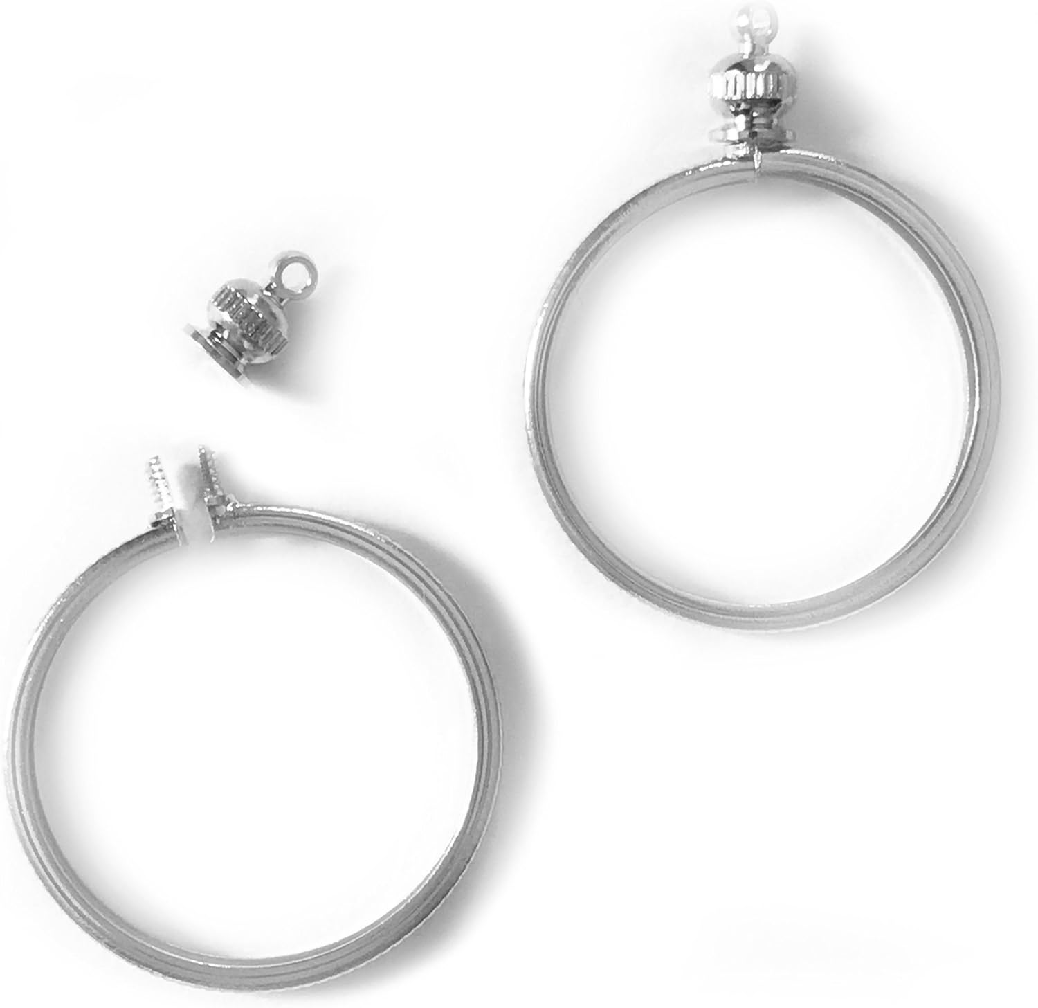 Coin Holder Bezel for Nickel USA 5 Cent Silver Tone Pack of 2