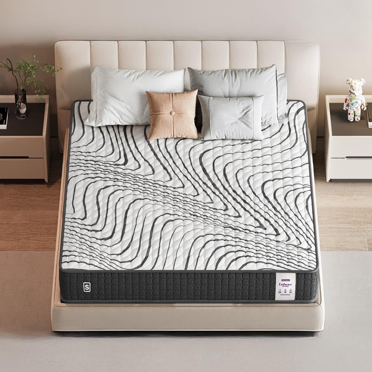 Springwel Embrace Orthopedic Memory Foam 6 Inch Bed Mattress | 15 Yrs Warranty | Spine & Back Support | Breathable & Anti Microbial Bamboo Charcoal Fabric Cover |King Size (78X72X6) Inches