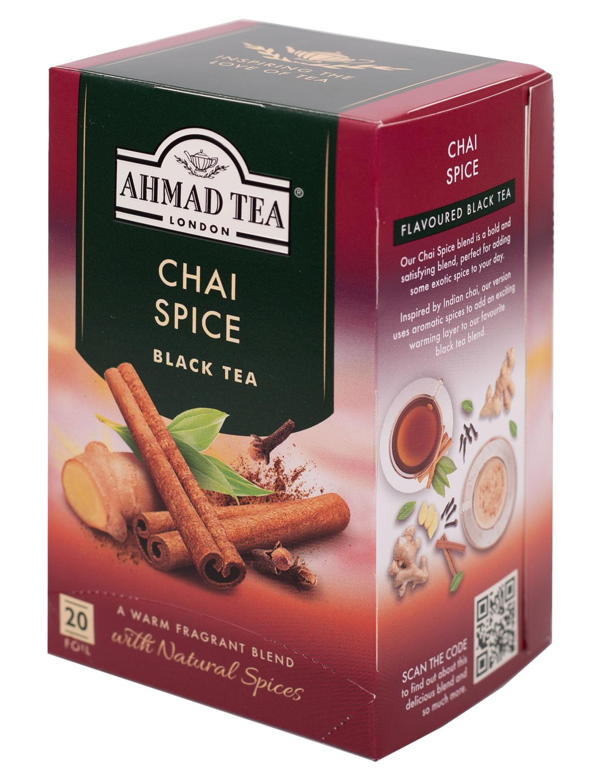 Ahmad Tea Chai Spice Té Negro con Jengibre Canela y Clavo 20 Bolsitas 40g