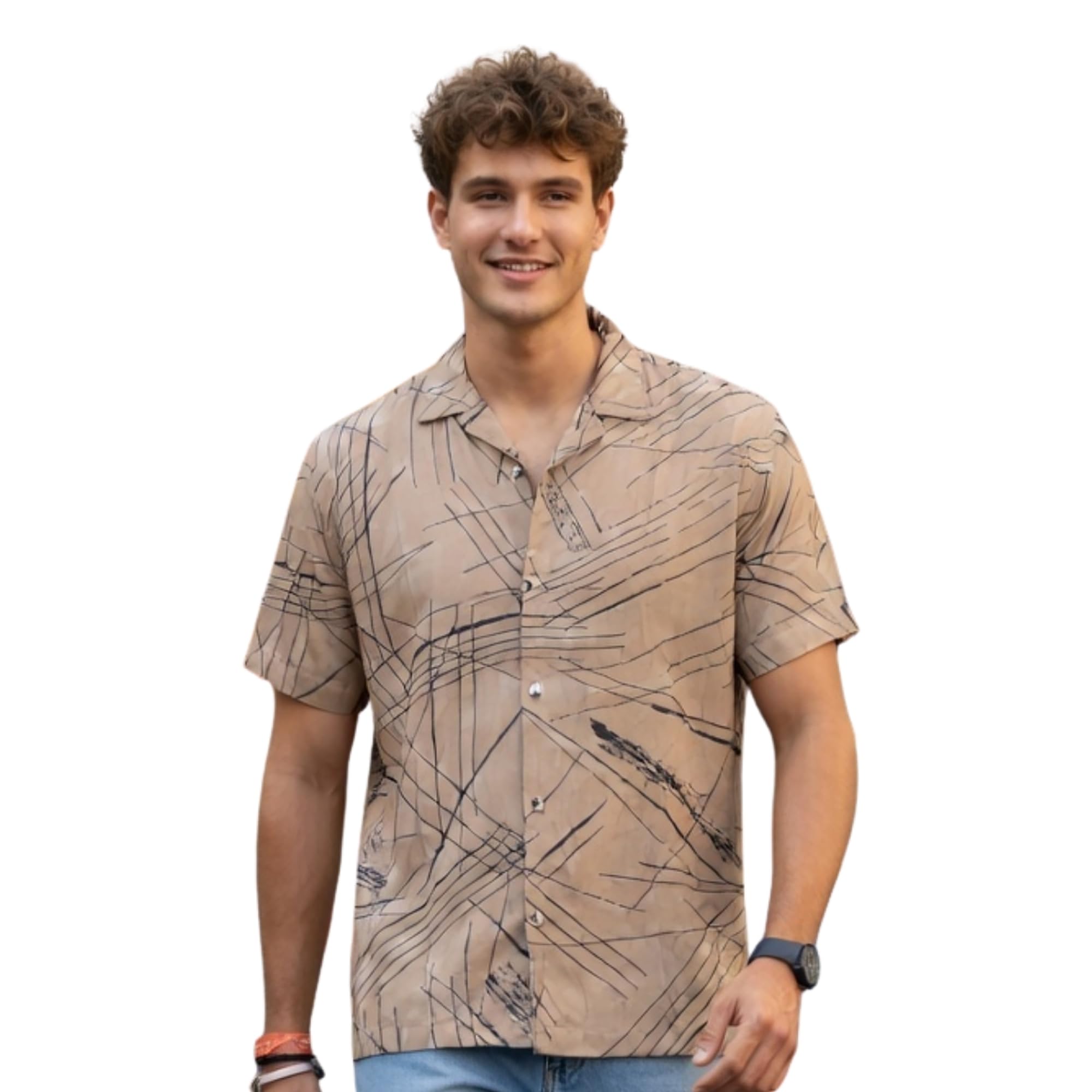 lsd Men's Printed Casual Shirt - Half Sleeve Cuban Collar Regular Fit Trendy Stylish Viscose Shirt for Men, Office Party-picture-56