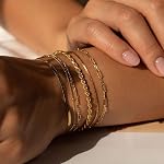 Gold Bracelets for Women Dainty 14k Gold Plated Cross Bracelet Beaded Bracelets Box Chain Bracelets Herringbone Gold Chain Bracelet Trendy Handmade Jewelry Gift