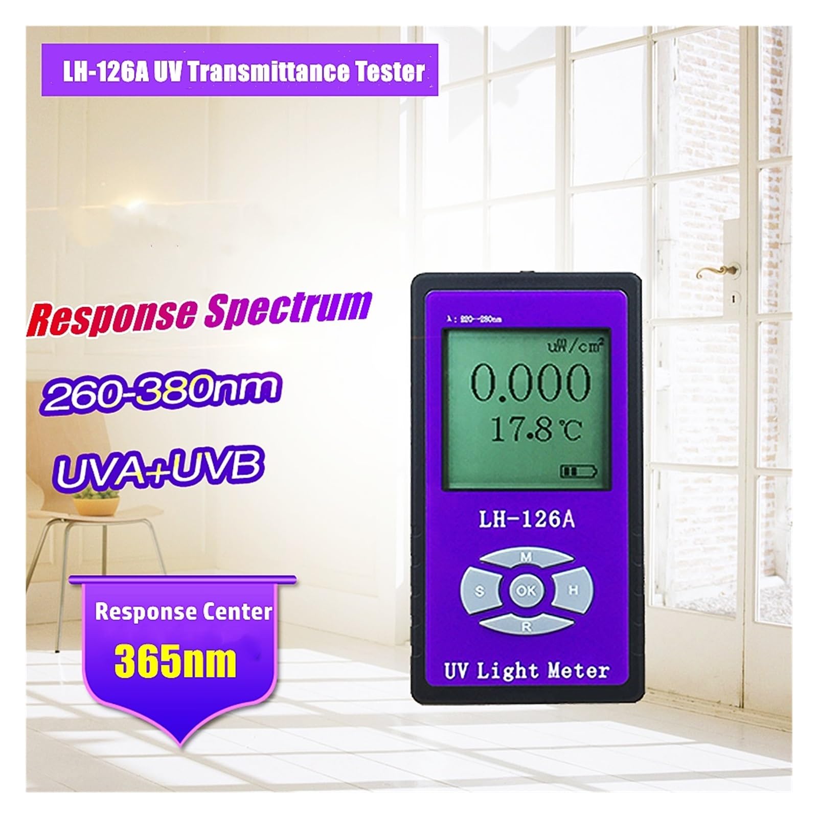 Światłomierz, LH-126A Tester penetracji światła UV do folii solarnej z UPF50