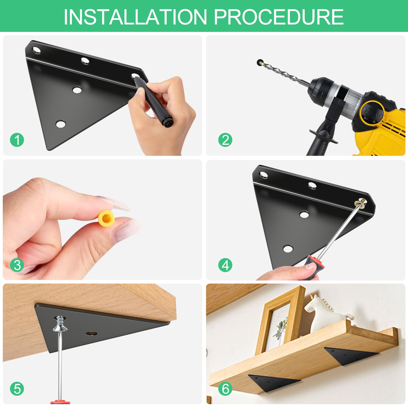 Staffe Per Mensole Galleggianti - 4 Pezzi Triangolari, Invisibili E Resistente - Foto 7