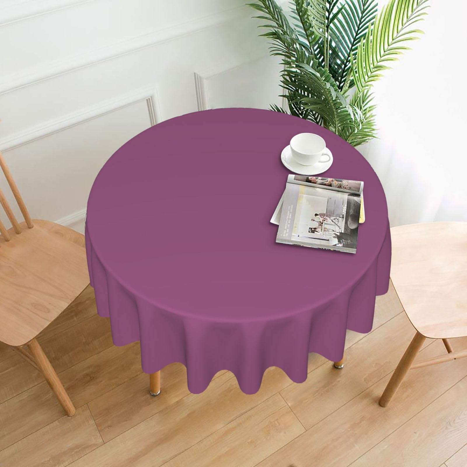 HLBSDM Solid Color Grape red Printed Practical Round Tablecloth, Durable, Suitable for Home, Restaurant, Hotel, Gathering, and Decorative Table Covers