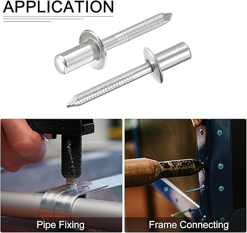 Miniatura 4 de Remaches ciegos de 0.252 in x 0.472 in (DxL)  Paquete de 25  Bueno para la unión de maquinaria  Remache de extremo cerrado de cúpula de acero