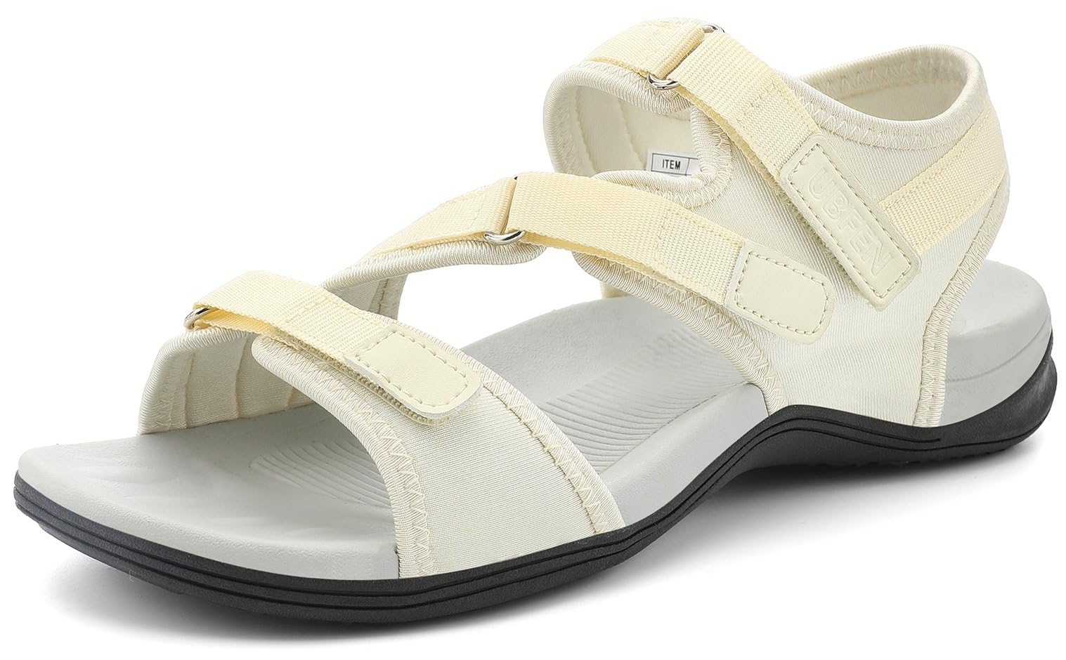 UBFEN Womens Hiking Comfortable Sport Walking Sandals Outdoor Athletic Water Sandals with Three Adjustable Straps 9 Beige