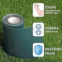 Vista 4 de TYLife Cinta de césped artificial de 6" x 49' (15 cm x 15 m) Cinta autoadhesiva para unión de alfombra de césped, verde