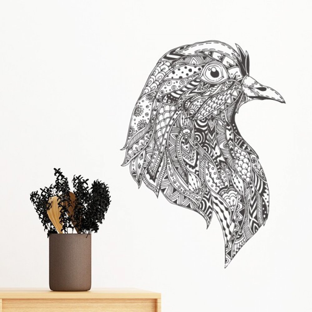 Peinture oiseaux sticker mural amovible noir 50cm sans trace pour salon
