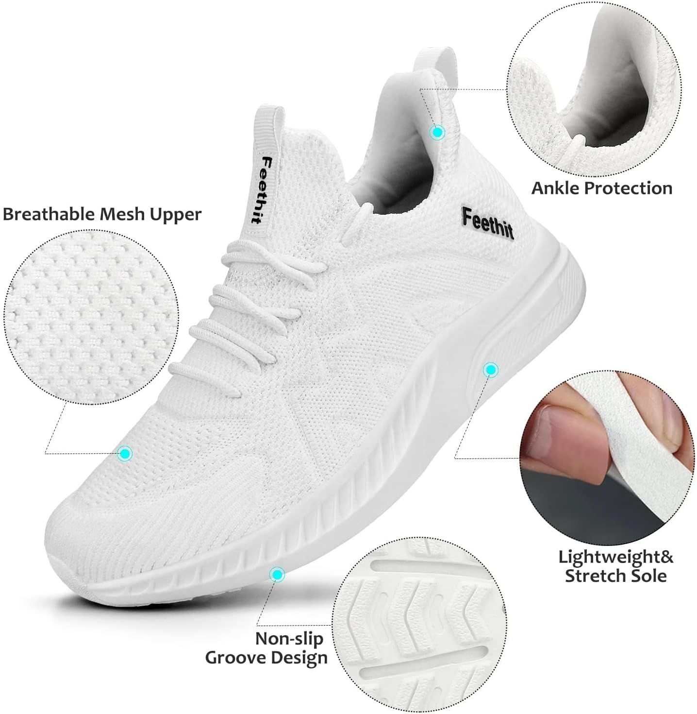 Feethit Womens Running Shoes Tennis Walking Shoes Slip on Sneakers Lightweight Gym Shoes for Workout Work Travel Athletic - Image 3