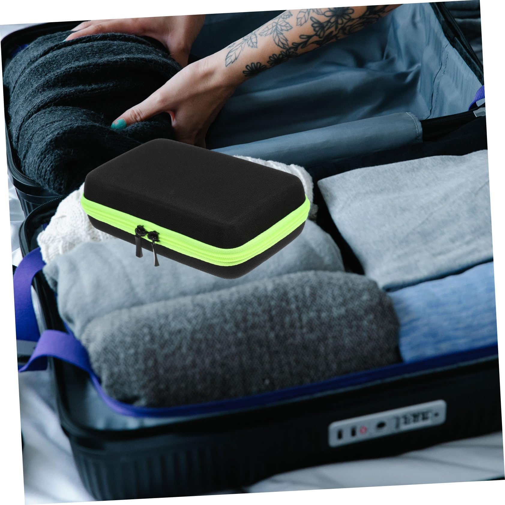 FRCOLOR 2pezzi Custodia Protettiva Per Rasoio Da Viaggio Scatola Di Stoccaggio Resistente Alla Pressione Cerniera Verde Compatibile Con Modelli