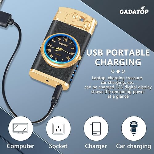 Vista 38 de GADATOP Encendedor eléctrico recargable, encendedor creativo personalizado por USB, encendedor mecedor, resistente al viento, encendedor sin llama