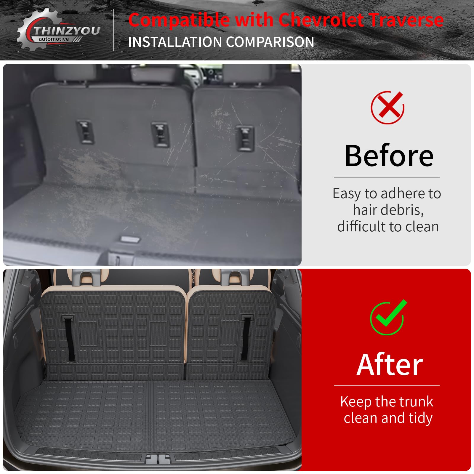 Rongtaod Cargo Mat Compatible With 2024 2025 Chevrolet Traverse (Not Limited) 2024 2025 GMC Acadia 2025 Buick Enclave Trunk Liner Cargo Liner Chevy - View #4