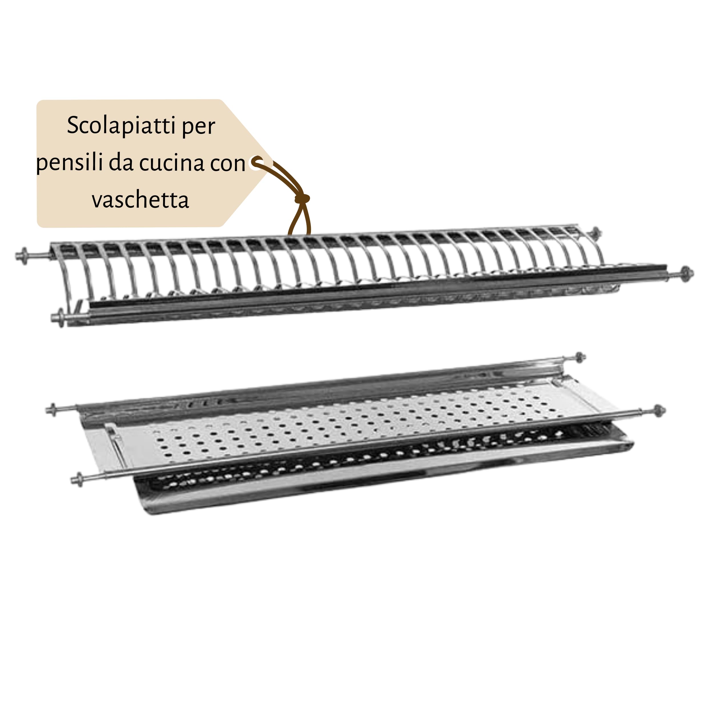 EffeDecor Scolapiatti Per Pensili da Incasso in Acciaio Inox Completo con Vaschetta Raccogligocce Ideale per Pensili da Cucina 76/86 cm Made in Italy (86 cm)