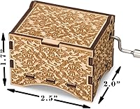 Vista 3 de TheLaser'sEdge, Caja de música de damasco personalizable, madera grabada con láser (personalizada, bailarina de caja de música)